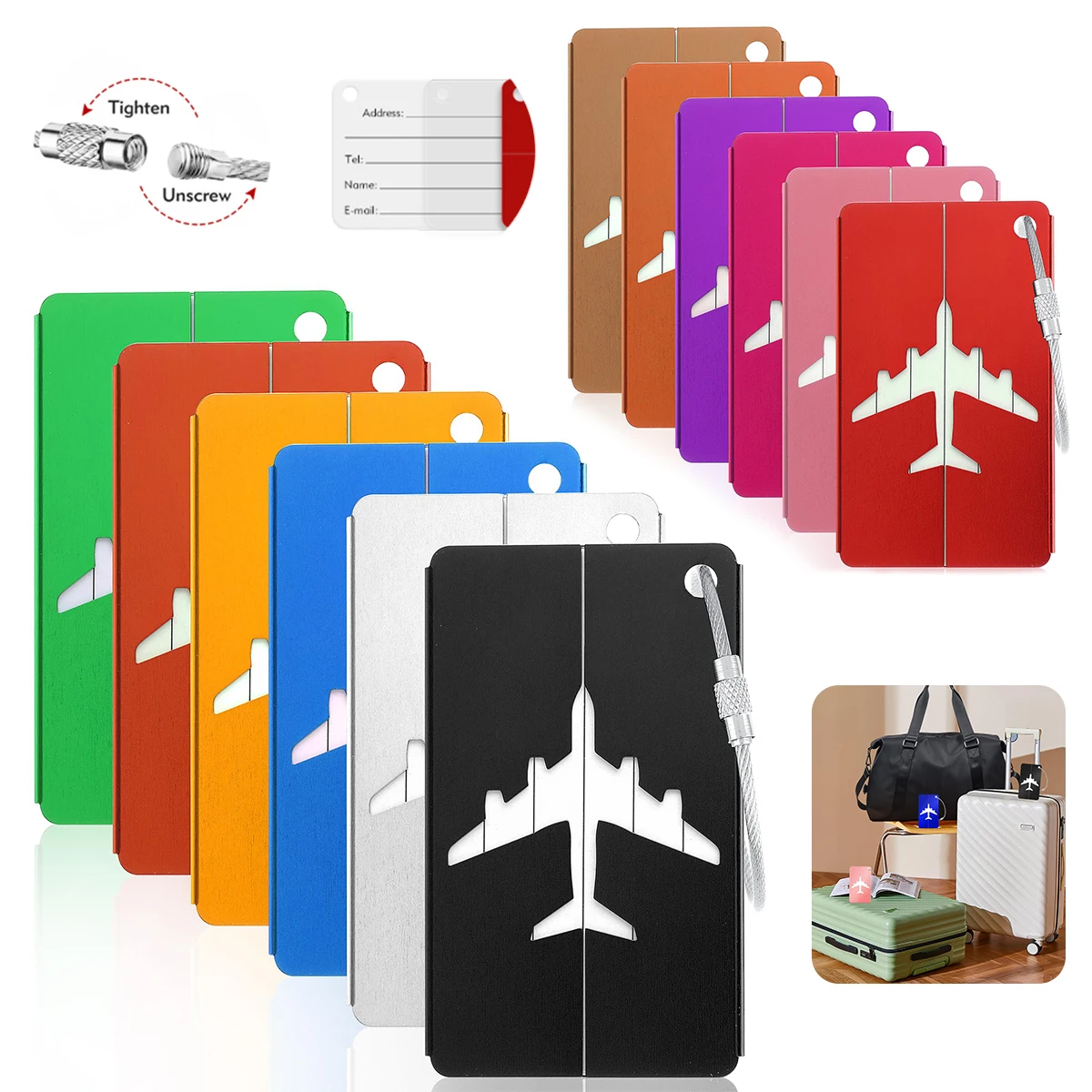 Travel Accessories On Plane - Etichetta per bagagli da viaggio in